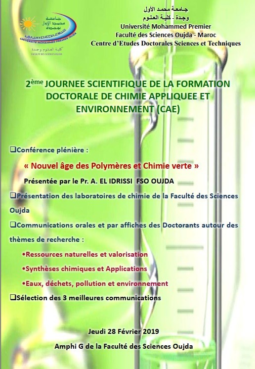 2ème journée Scientifique de la formation doctorale de Chimie Appliquée et Environnement